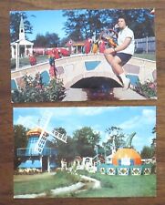 2 Vintage ANIMAL FOREST PARK York Beach MAINE Macaws Birds Windmill unposted picture