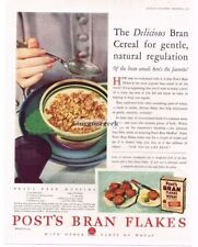 1929 Post Wheat Bran Flakes Cereal Vintage Ad with muffin recipe picture