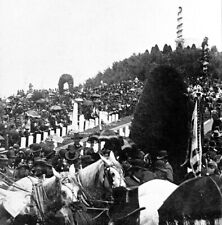1890 SAN FRANCISCO ODD FELLOWS CEMETERY CROWD~PARKER MONUMENT DECORATED~NEGATIVE picture