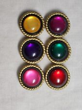 Vintage NONY New York Multi Color Round Dome Button Covers Set of 6 Moonglow picture