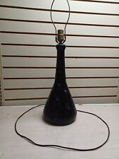 MCM Mid-Century Modern BLACK Table Lamp Ceramic Glazed Dimple Tear Drop VINTAGE picture