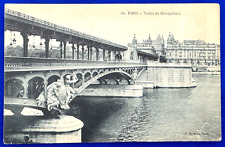 Antique 1918 B&W Metropolitan Viaduct Paris France Postcard World War I WWI picture