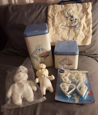 6 Piece Lot Of 1988 Pillsbury Dough Boy Pink Circles Canister, Plush, Cutters picture