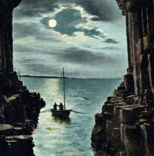 Boat Sea Cave Antique Postcard Vintage Belfast Ireland UK picture