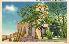 Postcard NM Santa Fe New Mexico Old San Miguel Mission Linen Vintage PC J2157 picture