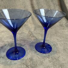 2 - Two CIROC Cobalt Blue Martini Glasses 6.25 In. picture