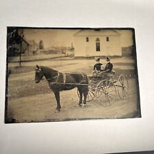 3/4 Plate Horse and Buggy Tintype Church Lap Blanket C1880s 7