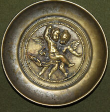 Antique small metal wall decor plate cherubs picture