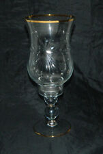 Crystal Clear Atrium Hurricane Candle Holder Cut Crystal 24kt Gold Accent 10.5