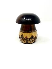 Folk Art Wooden Mushroom Ukraine Polish Russian Carved Decorative Trinket Box  picture