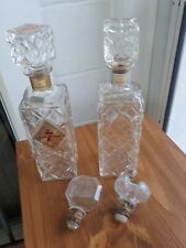 2 Vintage Seagram's 7 Crown Liquor Whiskey Decanter Bottles + 2 Extra Stoppers picture