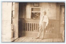 c1910's Postcard RPPC Photo Western Union Office Depot Interior Man Antique picture