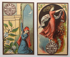 Antique Victorian Era Set of 2 Clark's Spool Thread Trading Cards + Calendar picture