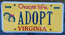 Expired Virginia DMV Issued  License Plate Tag Va Personalized Vanity ADOPT Sign picture
