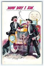 c1910's Anthropomorphic Moon Drunk Ford Model T Car How Dry I Am Postcard picture