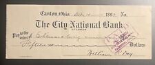 William R. Day 1893 Bank Check Signed - Ordered 6 Shirts - Canton, Ohio picture