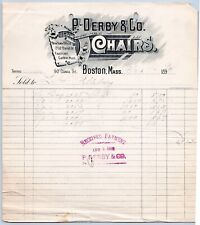 1901 P Derby & Co Billhead Boston MA Chair Manufacturer Vintage Receipt picture