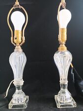 Pair Of Antique 1830s Boston Sandwich Glass Co Whale Oil Lamps Electrified Clear picture