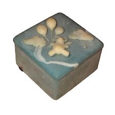 VTG Teddy Bear Blue Incolay Stone Soapstone Jewelry Trinket Box Design Gifts #2 picture