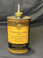 Antique Wilcox & Gibbs Lead Top 3 1/2 Oz Oiler Can - Super Rare picture