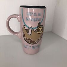 Pink Sloth Tall Cersmic Coffee Cup W/Lid 