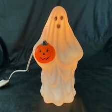 Vintage Empire 1995 Plastic Blow Mold Halloween Ghost White Pumpkin Light picture