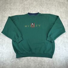 VTG Disney Sweatshirt Adult XL Mickey Mouse Green Pullover Sweater Outdoors Mens picture
