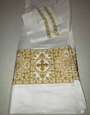 Vintage Alb Irish Linen Custom Embroidery Banding Orphrey Gold Lame Medium 2 picture