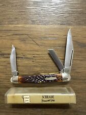 SCHRADE NY MADE IN USA JIGGED BROWN DELRIN STOCKMAN WHITTLER KNIFE 863 (15541) picture