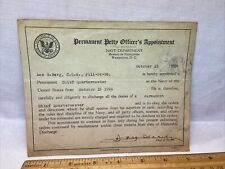 1926 Navy Dept Card Appointment Cheif Quartermaster Signed Cheif Of Bureau  picture