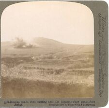RUSSO-JAPANESE WAR, Russian 500lb. Shell Bursting Near Japanese--Stereoview H46 picture