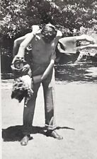 1940's Handsome Shirtless Man Swing Dancing w Girl  VTG Photo Abstract Unusual picture