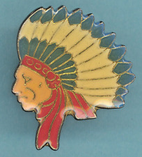 Vintage  Indian chief enamel lapel or hat pins red, yellow, green picture