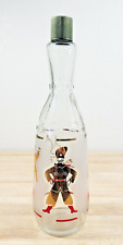 Vintage Russian Arrow Vodka Liquor Frosted Glass Bottle w/ Cossack Dancers 1960s picture