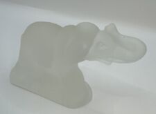 VINTAGE LE Smith? Art Glass CRYSTAL FROSTED ELEPHANT Figurine. Small Chip. 3.5” picture