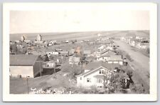 Postcard RPPC Birds-Eye View Houses, Grain Elevators Lefleche SK Canada c1930s picture