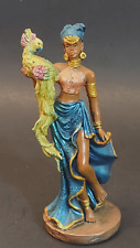 Vintage African Lady with parrot small resin figurine hand painted decoration picture