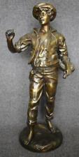 HANDSOME ANTIQUE SIGNED A.J. LAVERGNE BRONZE SCULPTURE OF YOUNG MAN AND BASKET picture