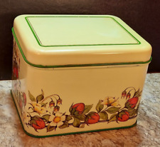 Vintage Strawberry Tin Canister - Metal Storage Container picture