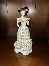Vintage Dresden Like Lace Figurine Victorian Woman With A Mask - Germany 11 Inch picture