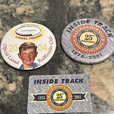 Lot 2 Lionel Trains Inside Track & Railroader Club Button Pins Rr Member Card 25 picture