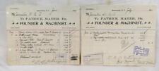 1915 & 1916 Patrick Maher Founder & Machinist Jamestown NY Receipts picture