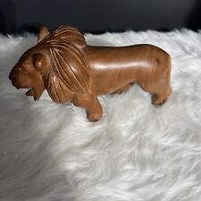 VTG African Kenya Solid Wood Carved Lion 8” X 2” X 3 1/2” picture