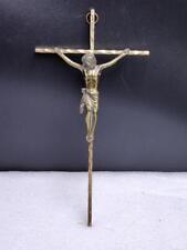 Vintage Brass Gold Metal Crucifix 10” Wall Hanging Jesus Cross WESTERN GERMANY picture