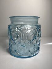 Vintage LE Smith Moon & Stars Light Blue Glass Canister MCM  No Lid picture