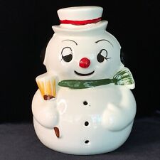 Vintage 1950'- 60's Ceramic Snowman Votive Candle Cover 8