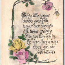 c1910s Lovely Artistic Type Font Poem Rose Hand Colored PC Gartner & Bender A205 picture