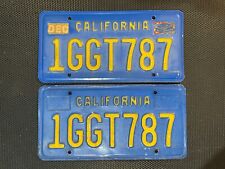 CALIFORNIA PAIR OF LICENSE PLATES BLUE 1GGT787 DECEMBER GGT 787 PLATE TAGS picture