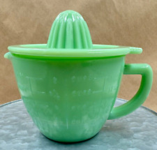 Vintage Jadeite Green Glass Juicer with Handle Measuring 2 Cup picture