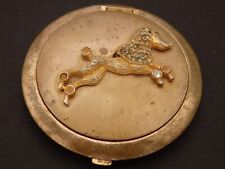 Vintage Atomette Gold Tone Compact With Poodle Dog SOME MISSING RHINESTONES picture